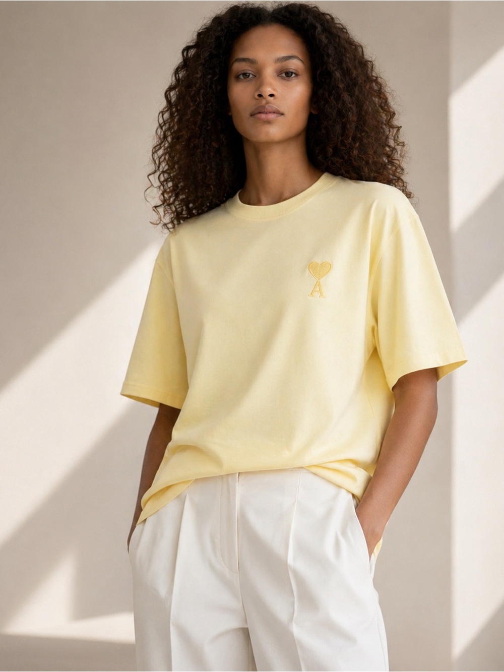 AMI Paris Ami de Coeur T-Shirt Yellow XXL Unisex Oversized